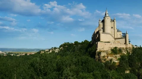 Middle age castle, romantic cinderella style medieval fortress Stock Footage 65500575
