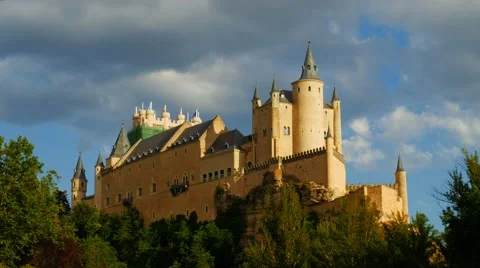 Middle age castle, romantic cinderella style medieval fortress Stock Footage 65500657