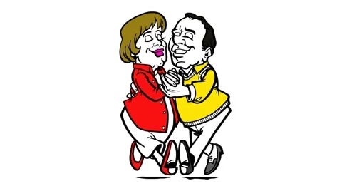 Middle age couple dancing illustration whiteboard sketch drawing hand drawn Stock Footage 42464872