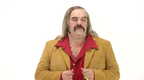 Middle age man dressing 70s brown red vintage clothes dances 動画素材 64538682