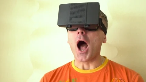 Middle age Man Experiencing Virtual Reality - 360 Movie VR Video 3D - New Stock Footage 72076195