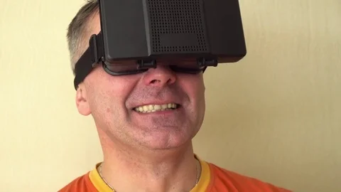 Middle age Man Experiencing Virtual Reality - 360 Movie VR Video 3D - New Video stock 72076785