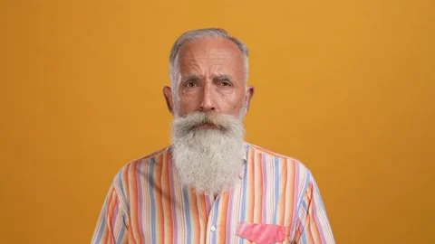 Middle age man look impress novelty discount isolated vivid color background Stock Footage 166682697