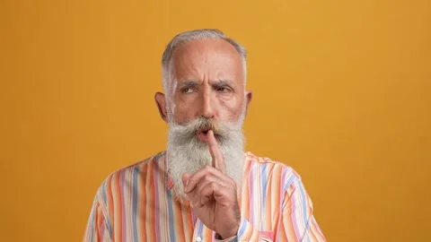 Middle age man private strategy no share isolated vibrant color background Video stock 166682743
