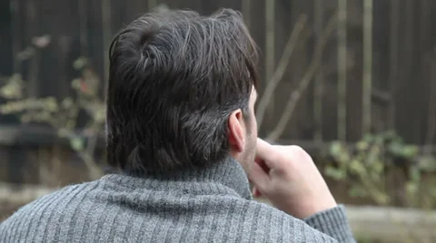 Middle age man smoking cigar Stock Footage 34254050