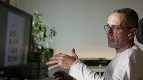 Middle age man working from home. Stock Footage 220450364