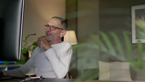 Middle age man working from home. Stock Footage 220453775