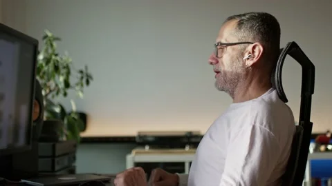 Middle age man working from home. Stock Footage 220465196