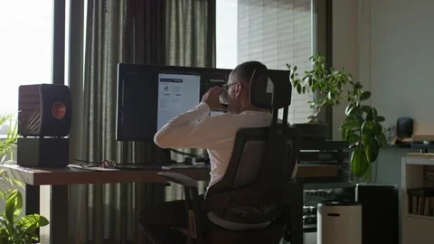 Middle age man working from home. Stock Footage 220465235