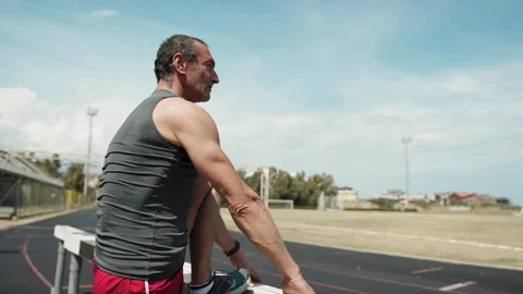 Middle Age Runner Warming Up Before The Run Stock Footage 278402639