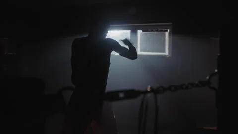 A middle aged bald boxer training Video stock 258248101