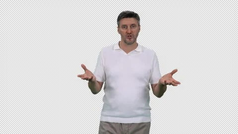 Middle aged business coach talking to audience, alpha channel in Video stock 304809375
