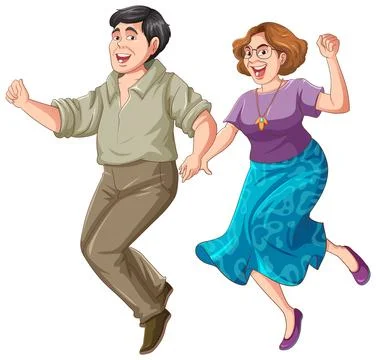 Middle Aged Couple Dancing Vector Stock Illustration