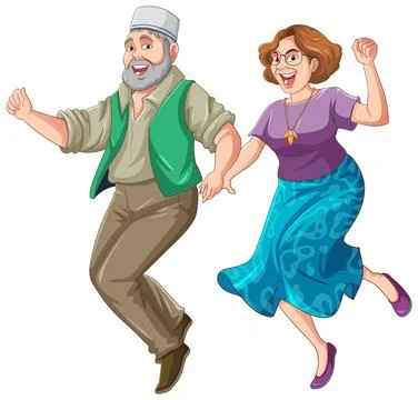 Middle Aged Couple Dancing Vector Stock Illustration