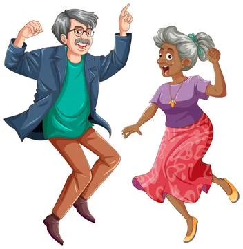 Middle Aged Couple Dancing Vector Stock Illustration