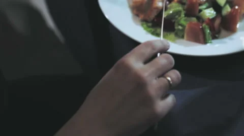 A MIDDLE-AGED COUPLE HAVING DINNER Stock Footage 57326262