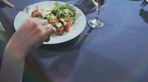 A MIDDLE-AGED COUPLE HAVING DINNER Stock Footage 57326563