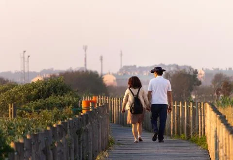 Middle-Aged Couple on the Pathway Stock Photos