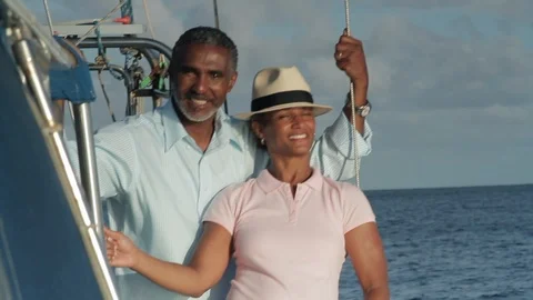 Middle-aged couple smiling on a boat. 動画素材 88370549