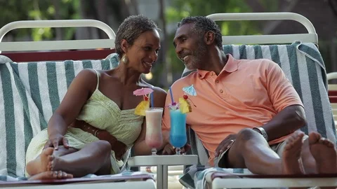 Middle-aged couple talking and smiling. Stock-Footage 88368199