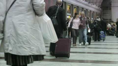 A middle aged couple at a train station, Stockholm Stock Footage 11288884