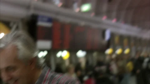 A middle aged couple at a train station, Stockholm, Sweden. Stock Footage 51852945