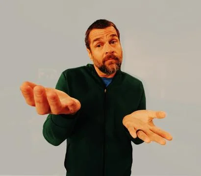 Middle Aged Dad Demonstrating 6-7 Gestures Stock Photos