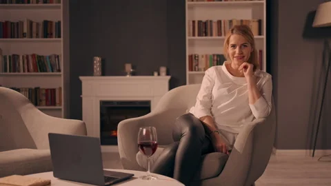 Middle aged female posing in house Stock Footage 150203005