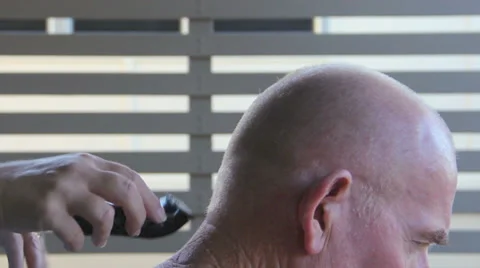 Middle Aged Gets Neck Trim With Shaver 스톡 동영상 34500302