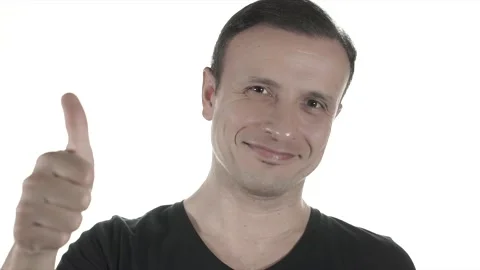 Middle aged handsome man is saying yes, positive face. Successful man is conf Stock Footage 132463575