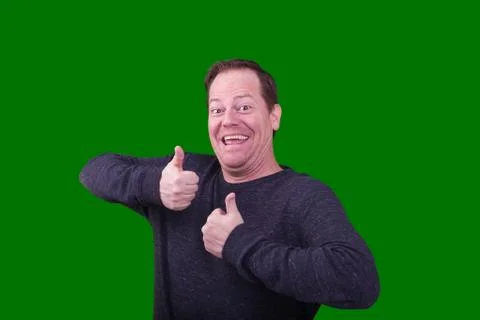 Middle aged male giving two thumbs up big smile Stock Photos