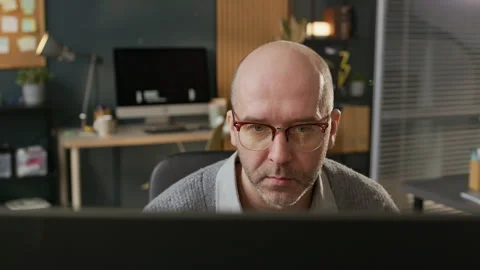 Middle-Aged Male Software Engineer Working in Modern Office Stock Footage 306838315