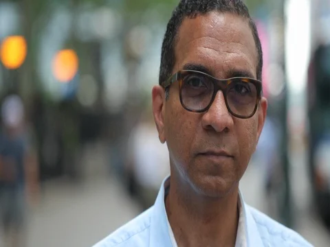 Middle aged man in city face portrait serious angry Video stock 75774008