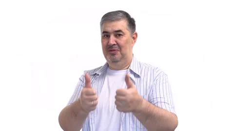 A middle-aged man is confident in himself. White background. Video stock 275877207