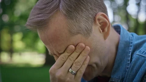 Middle Aged Man Crying during Outdoor Mental Health Therapy Stock Footage 344935693