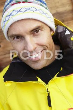Middle Aged Man Dressed For Cold Weather Stock Photos