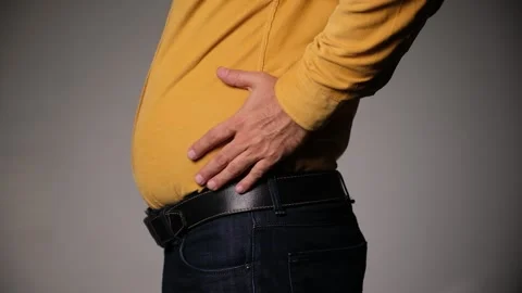 Middle-Aged Man with Excess Belly Fat Stock Footage 318239148