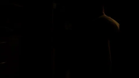 Middle-aged man getting a cold beer at night Video stock 94034151