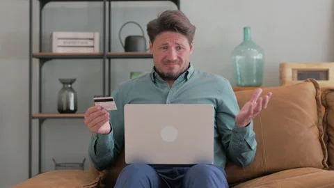 Middle Aged Man having Fail Online Shopping Experience on Laptop in Lap Stock-Footage 287416980
