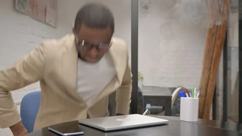 Middle Aged Man Leaving Workspace, Getting Late for Meeting Stock Footage 305629191