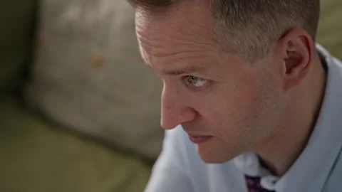 Middle Aged Man Looking at Inkblot Test in Psychology Session Stock Footage 340631849