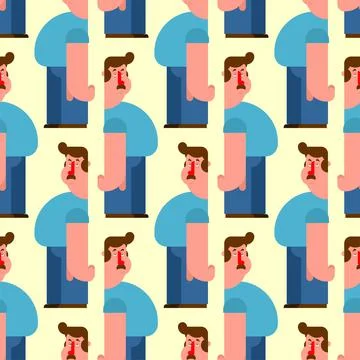 Middle-aged man pattern seamless. Average person background Stock Illustration