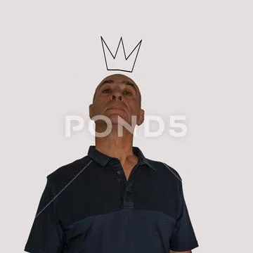 Middle-aged man proud of himself with a crown above his head Stock Photos