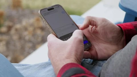 Middle Aged Man Recieves 2FA Intecept Scam Texts Stock Footage 326967353