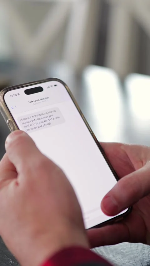Middle Aged Man Recieves 2FA Intecept Scam Texts Stock Footage 326967637