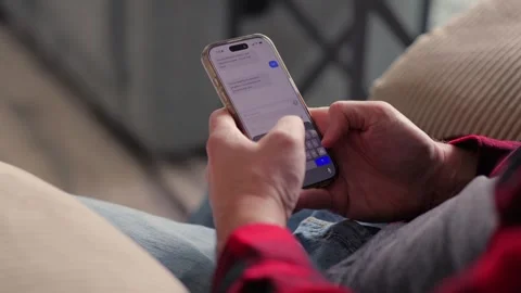 Middle Aged Man Recieves 2FA Intecept Scam Texts Stock Footage 326967875