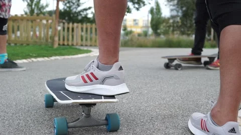 Middle aged man with surf skates in Ericeira Portugal. Stock Footage 218621244