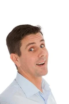 Middle-aged man with a surprised expression Stock Photos