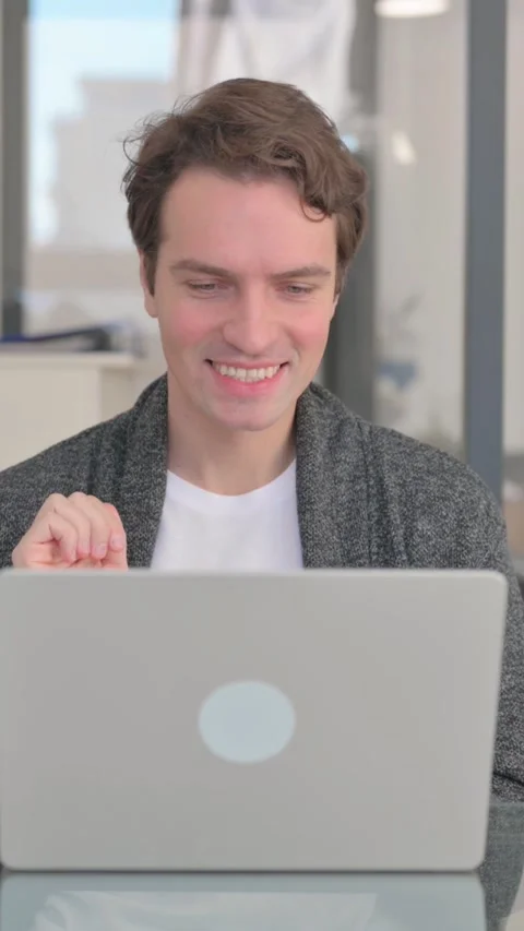 Middle Aged Man Talking with Customer Online, Video Conference, vertical video Stock Footage 324792672