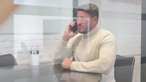 Middle Aged Man Talking on phone 스톡 동영상 304652994